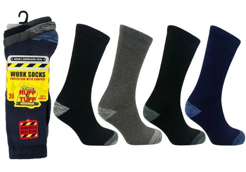 Mens 3pk Work Sock Ruff & Tuff