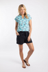 Weird Fish Alia Organic Cotton Printed Jersey Top - Ocean Blue 204046