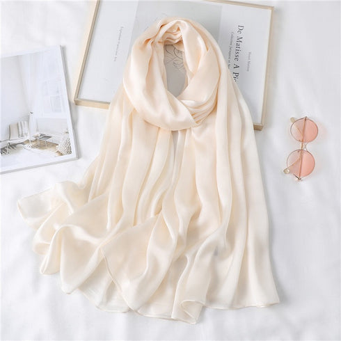 Dr Bear Plain Long Silk Wrap AA001B