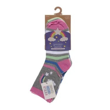 Bamboo Threads Girls Bamboo Unicorn Rainbow Socks 3 Pack SK1409