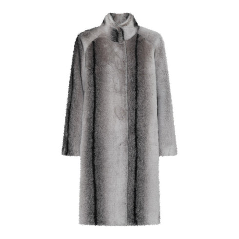 Micha Grey Chinchilla Faux Fur Long Coat – Elegant Winter Style 143 231