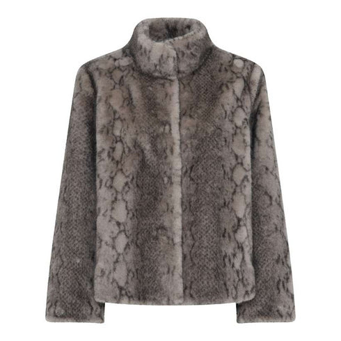 Micha Women’s Faux Fur Coat – Snake Skin Pattern in Grey 143 233
