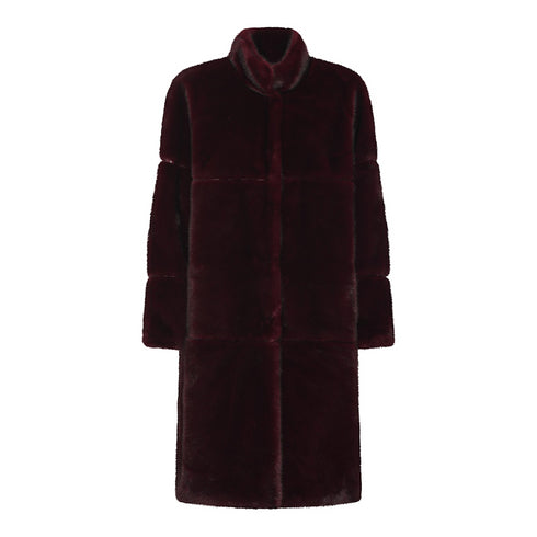 Micha Women’s Plum Long Faux Fur Coat – Style 143 236