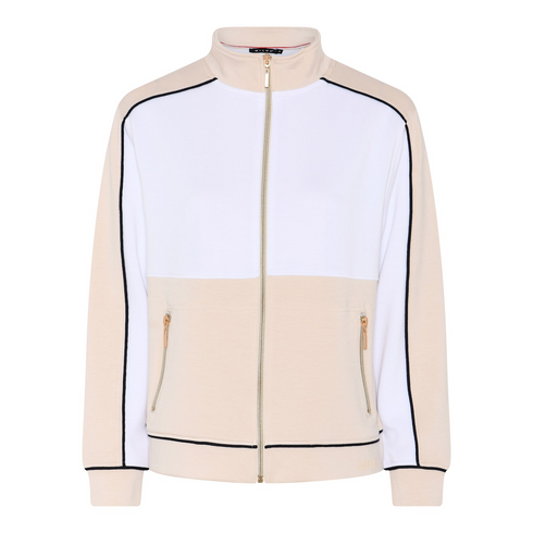 Micha Womens White Sand Navy 72401 Renewed Sporty Look Modal Blend Full Zip Jacket 144-255