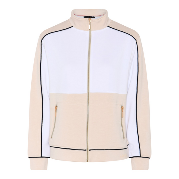 Micha Womens White Sand Navy 72401 Renewed Sporty Look Modal Blend Full Zip Jacket 144-255