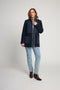 Micha Womens Navy Textured High Neck Gold Zip Jacket - 144 286 10