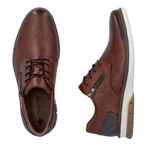 Rieker Men's Brown 14412-24 Antistress Leather Low with Side Zip Shoes