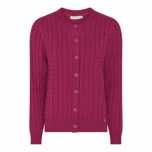Micha Cable Knit Crew Neck Cardigan 145 234 3677 - Pink Flambe