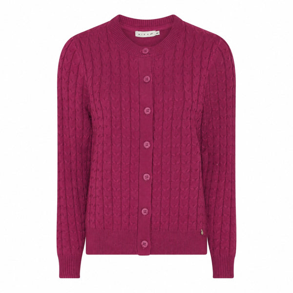 Micha Cable Knit Crew Neck Cardigan 145 234 3677 - Pink Flambe