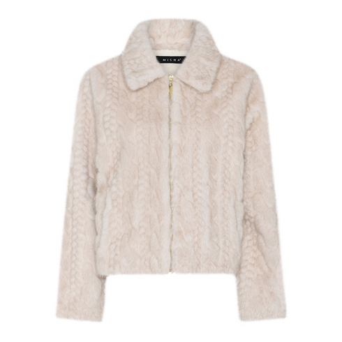 Micha Womens Cable Fur Look Jacket 145 265 2 - Off White