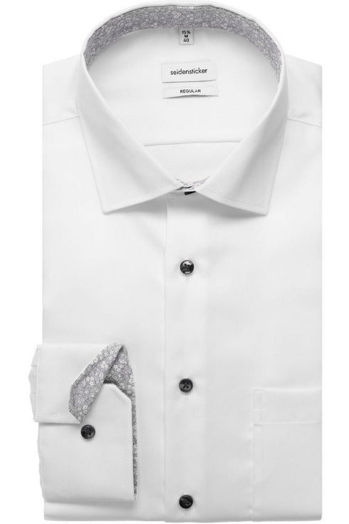 Seidensticker Regular Fit Shirt in white with Kent Collar