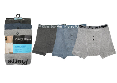 Pierre Klein Mens Ribbed Classic Boxer Shorts 3 Pack 1472