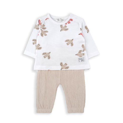Babybol 2 Piece Outfit White/Cream Birds