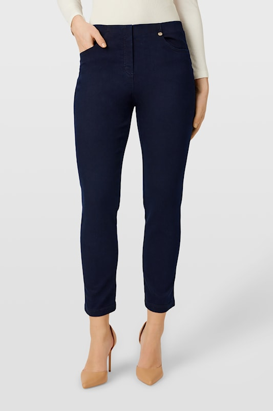 Robell Women's Bella P 68cm Slim Fit Pull-On Jeans 69 Navy 53534-5448