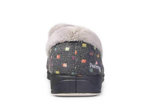 Padders Repose 406/1576 Charcoal Woven Spot Slippers - Wide Fit Memory Foam Comfort