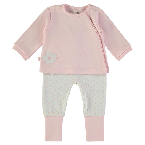 Babybol | 160003 Pink Flower Top and Pink Dotted Leggings Set