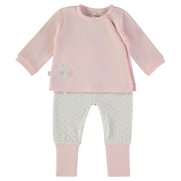 Babybol | 160003 Pink Flower Top and Pink Dotted Leggings Set