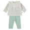 Babybol | 160006 White and Light Green Two Piece Top and Pants Set