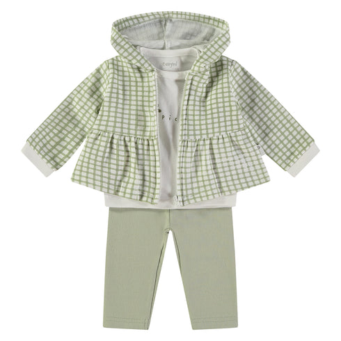 Babybol | 160060 Khaki Checked Hoodie, T-Shirt and Pants 3-Piece Set