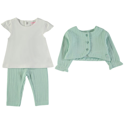 Babybol | 160061 Green Ocean Plain Three Piece Top, Pants and T-Shirt Set
