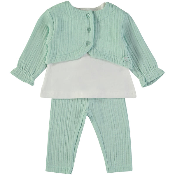 Babybol | 160061 Green Ocean Plain Three Piece Top, Pants and T-Shirt Set