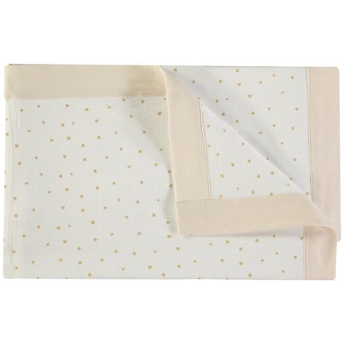 Babybol | 160255 Off-White Dotted Print Reversible Cotton Wrap with Beige Border 75cm x 75cm