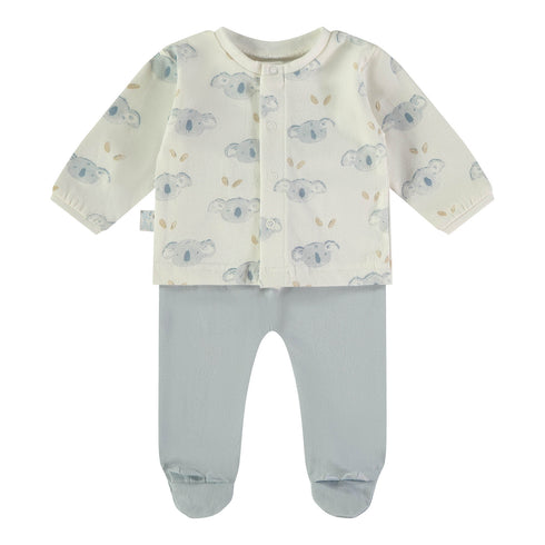 Babybol | 160406 Light Blue and White Koala Two Piece Top and Footed Pants Set