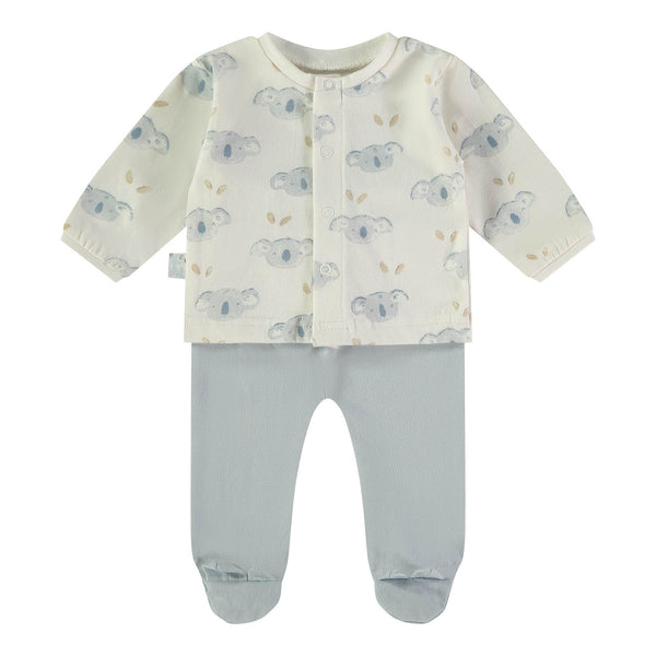 Babybol | 160406 Light Blue and White Koala Two Piece Top and Footed Pants Set