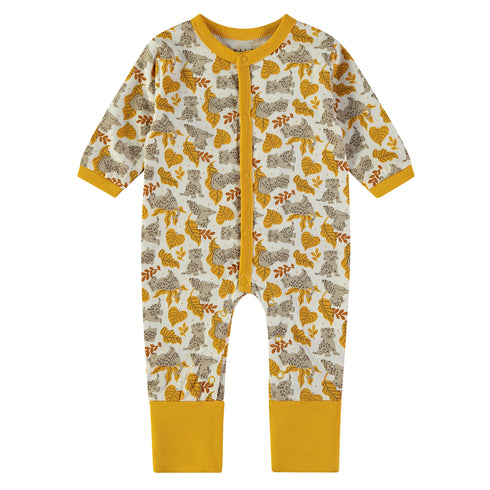 Babybol | 160412 Grey Leopard and Mustard Cotton Long Sleeve Romper