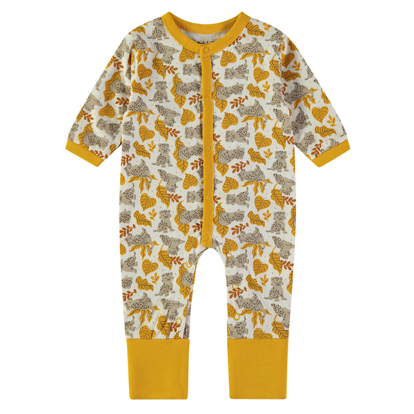 Babybol | 160412 Grey Leopard and Mustard Cotton Long Sleeve Romper