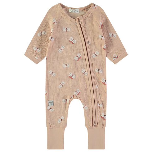 Babybol | 160810 Salmon Butterflies Cotton Long Sleeve Romper