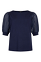SUNDAY Navy Sheer Plisse Sleeve Pullover — Regular Fit | 6025-6440
