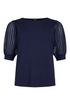SUNDAY Navy Sheer Plisse Sleeve Pullover — Regular Fit | 6025-6440