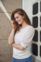 SUNDAY Off White Cream Sheer Plisse Sleeve Pullover — Regular Fit | 6025-6440