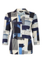 SUNDAY Royal Blue Abstract Geometric Polo Collar Blouse | 6034-6507