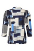 SUNDAY Royal Blue Abstract Geometric Polo Collar Blouse | 6034-6507