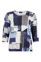 SUNDAY Royal Blue Abstract Geometric Round Neck T-Shirt — Relaxed Fit | 6039-6507