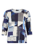 SUNDAY Royal Blue Abstract Geometric Round Neck T-Shirt — Relaxed Fit | 6039-6507
