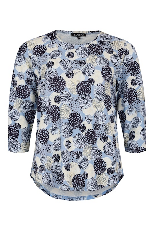 SUNDAY Medium Blue Abstract Textured Dot T-Shirt — Regular Fit | 6147-6541
