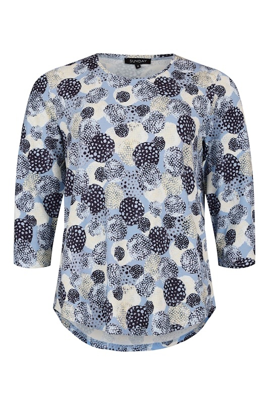 SUNDAY Medium Blue Abstract Textured Dot T-Shirt — Regular Fit | 6147-6541