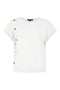 Sunday V-Neck 1/4 Sleeve Knitted Top in Cream with Side Button Detail – 6838-6030-11