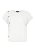 Sunday V-Neck 1/4 Sleeve Knitted Top in Cream with Side Button Detail – 6838-6030-11