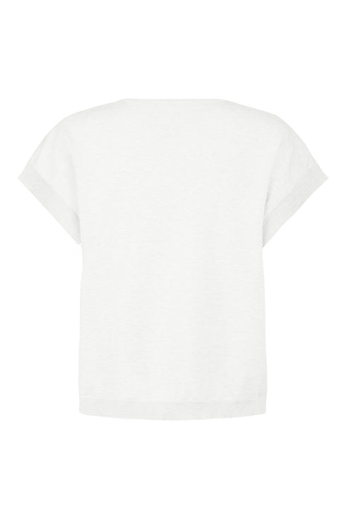Sunday V-Neck 1/4 Sleeve Knitted Top in Cream with Side Button Detail – 6838-6030-11
