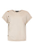 Sunday V-Neck 1/4 Sleeve Knitted Top in Sand with Side Button Detail – 6838-6030-0