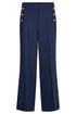 Robell Navy Susanna Wide Leg 82cm Trousers with Gold Button Detail - 51596-5651-0
