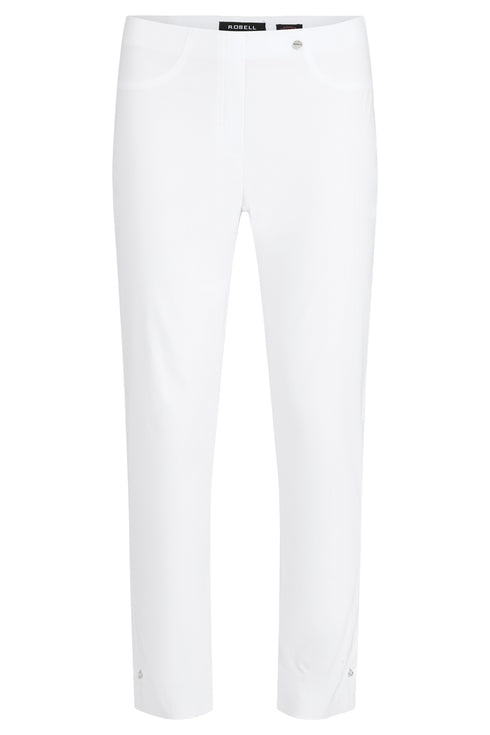 Robell Bella 09 Diamante Detail 68cm - 7/8 Trousers in White 51560-5499-10