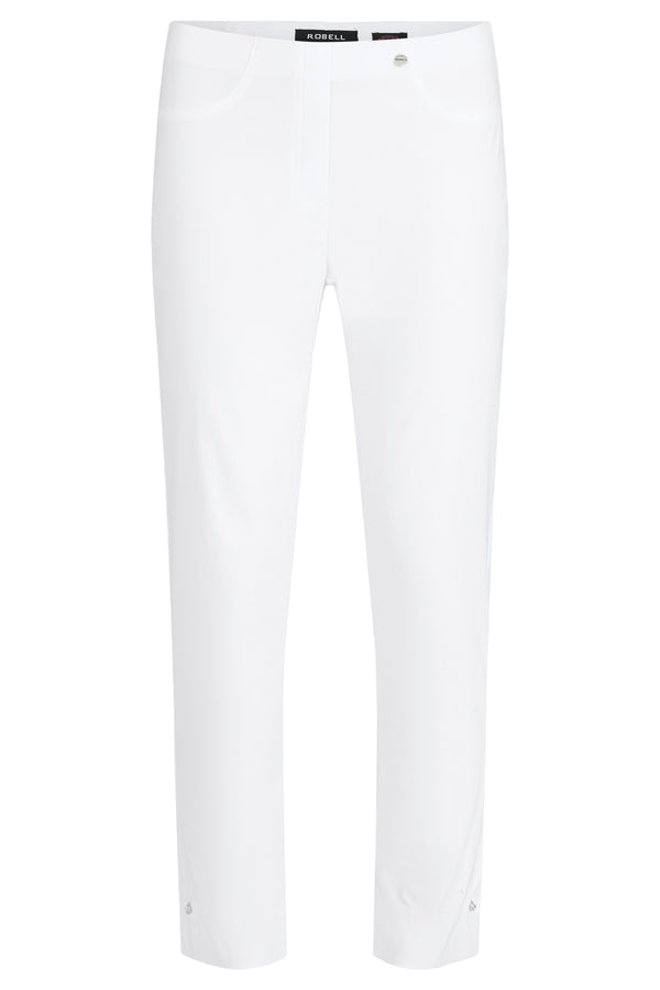 Robell Bella 09 Diamante Detail 68cm - 7/8 Trousers in White 51560-5499-10