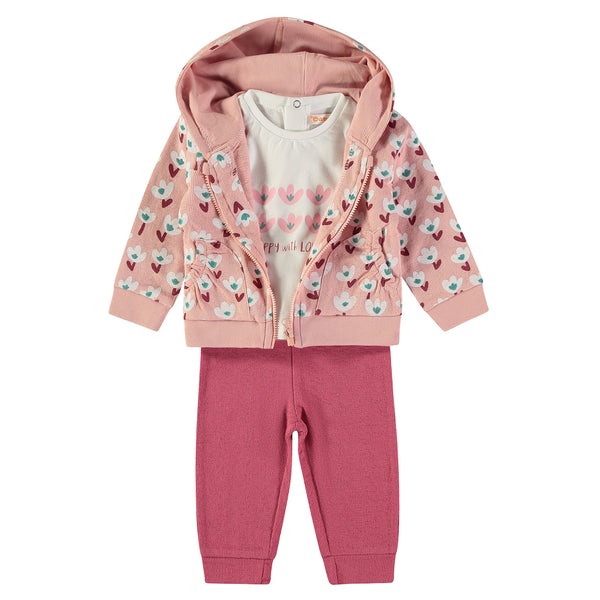 Babybol | 161014 Happy With Love T-Shirt, Salmon Hoodie and Pink Leggings Set