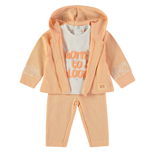 Babybol | 161041 Born to Bloom T-Shirt, Peach Hoodie and Leggings Set