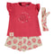 Babybol | 161050 Coral Pink Shell Two Piece Top, Shorts and Headband Set